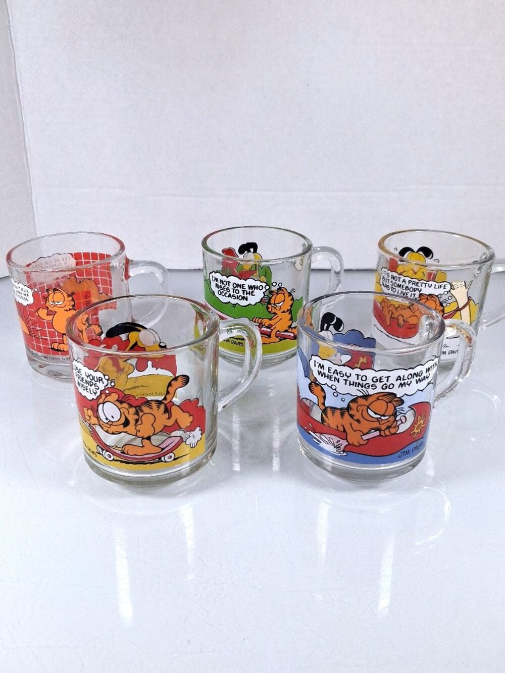 Vintage 1978 McDonald's Garfield Glass Coffee Mugs Cups Set of 5